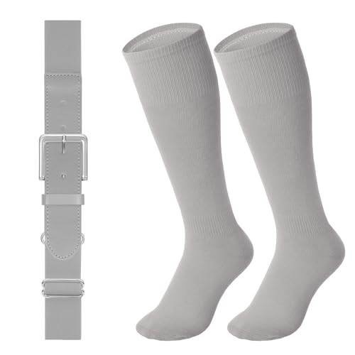 Image of LEACOOLKEY Baseball Belt and Socks Combo Set Adjustable Softball Socks and Elastic Belt for Youth and Adult