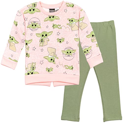 Star Wars The Mandalorian The Child Toddler Girls Fleece Sweatshirt Legging Set Pink/Green 3T