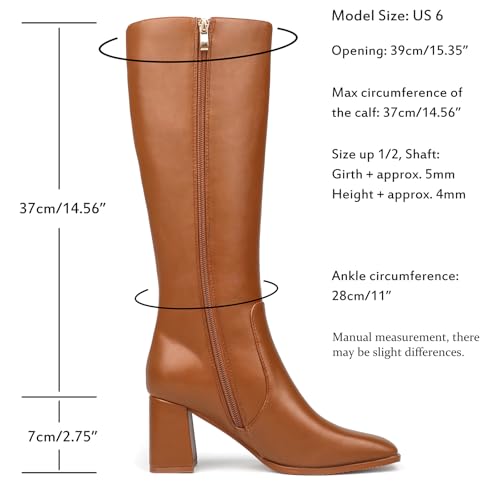 JOY IN LOVE Knee High Boots Women Chunky Block Heel Square Toe Zipper Boots2