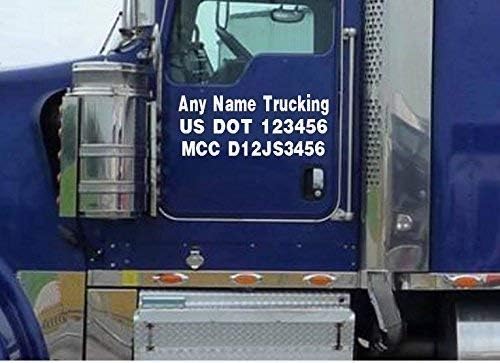 Brand Big Rig DOT NUMBER GVW MCC Numbers Business name Truck DOOR sign state license signs CUSTOM DECALS long haul trucker trucking peterbilt