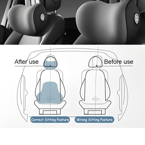 Image of Car Neck Rest Pillow | Ergonomic Memory Foam Headrest Cushion for Neck Pain Relief | Adjustable Car Seat Support Pillow with Washable Cover | Universal Travel & Driving Comfort Pillow Gray
