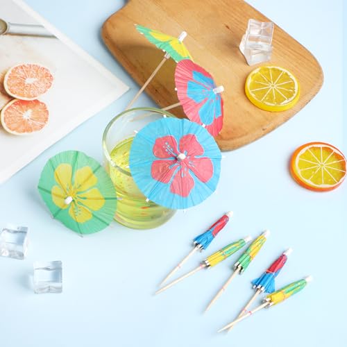 50 STK Cocktail Schirmchen Wiederverwendbar,Bunte Papier Cocktail Regenschirme,Cocktail Zubehör Papierschirmchen,Cocktailschirmchen Dekoration Papier,Bunte Cocktailschirmchen für Bar Deko Sommerfest