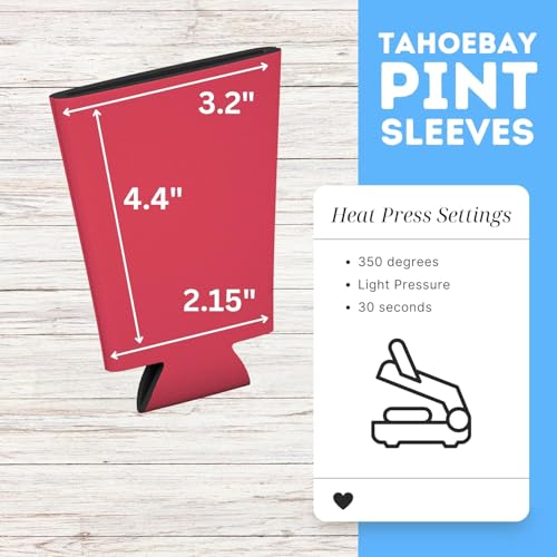 Image of TahoeBay Blank Pint Glass Sleeves, Beer Coolers, 6-Pack, Red | Insulating Foam Cooler, 16oz Collapsible Tapered Beverage Holder, Bar Cup Insulator for Transfer Vinyl, HTV, Sublimation, DTF