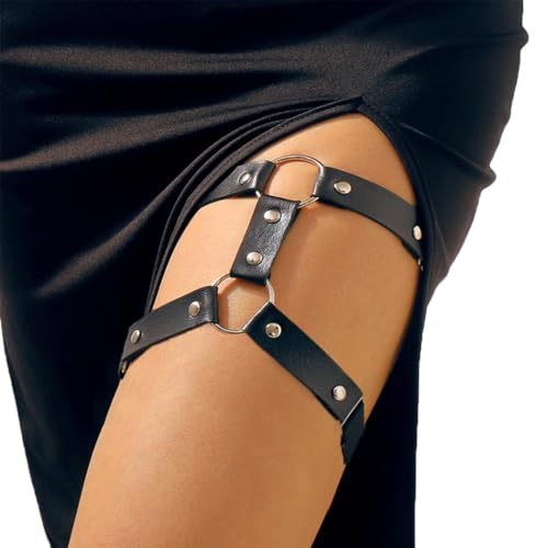 BODIY Leather Leg Harness Black Punk Garters Belts Rave Thigh Holster Strap Club Halloween Body Chain Accessories Jewelry for Women.