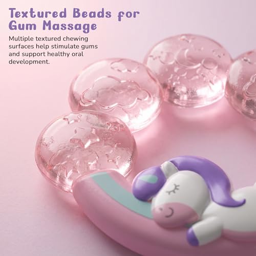 Image of Baybee Soft Silicone Teether for Baby | BPA Free Food Grade Teething Toys for Babies | Easy Grip Unicorn Nipple Teethers for Newborn | Chew & Textured Gum Teethers for 6 to 12 Months Baby(Pink)