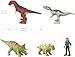 Mattel Jurassic World Dominion Carnotaurus Clash Pack, 5 Mini Toys Including 1 Human Figure & 4 Dinosaurs in Truck-Themed Package