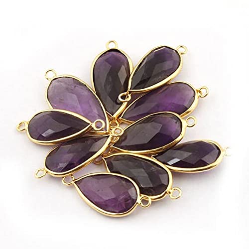 Connecteur améthyste double bélière or 24k pour éviter les pendentifs qui tournent