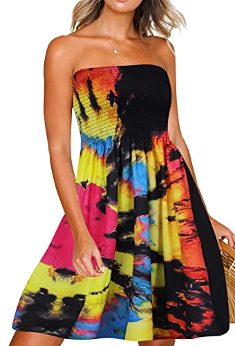 Image of Zyyfly Womens Summer Beach Dresses Strapless Cover Ups Dress Tube Top Sundresses