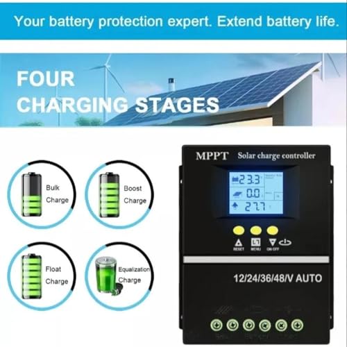 Image of Solar Charge Controller Double USB Port 12V 24V 36V 48V Adjustable Mppt 100A