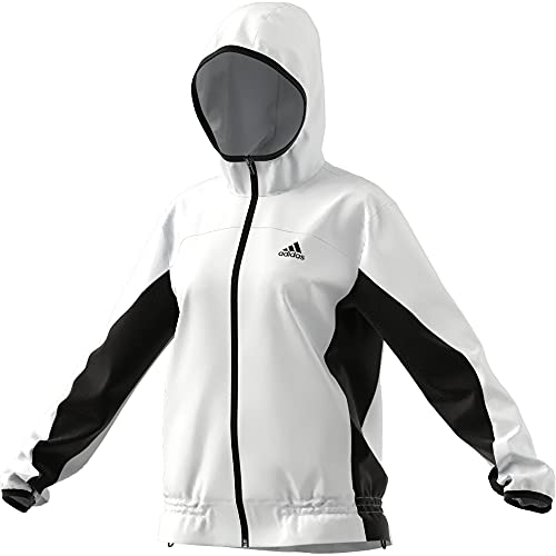 adidas Coupe-vent pour femme avec logo, blanc/noir, Taille XL