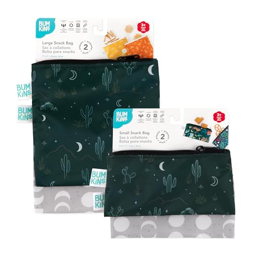 Bumkins Reusable Sandwich and Snack Bags, for Kids School Lunch and Adults Portion, Washable Fabric, Waterproof Cloth Zip Bag, Travel Pouch, Food-Safe Storage, 4-pack Set, Desert Dk. Green and Gray by Bumkins - Used condition - Image 6