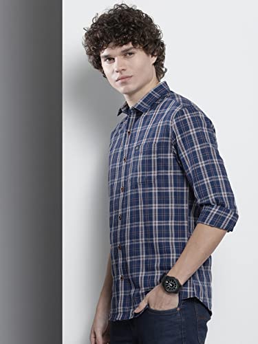 Image of The Indian Garage Co Men Regular Fit Checkered Full Sleeves Cutaway Collar Casual Shirt