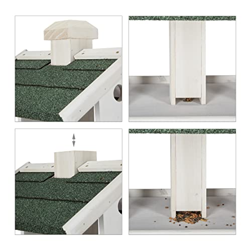 Relaxdays Vogelfutterhaus Mit Ständer 135cm - Holz Vogelhaus Mit Futtersilo