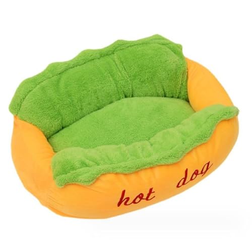 Xemuar ペットベッドホットドッグクッション犬クッション猫クッションふわふわ、暖かい、柔らかい、かわいいペット用品屋内ファッションホットドッグ腸の巣ペットクッション猫や犬の犬小屋取り外し可能洗える洗える秋冬猫や犬の犬小屋 (L)
