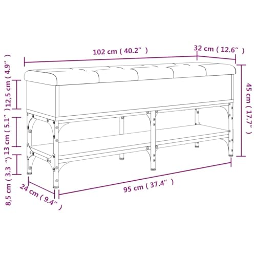 Banc à chaussures en chêne et métal 102cm avec coussin pour l'entrée - 3
