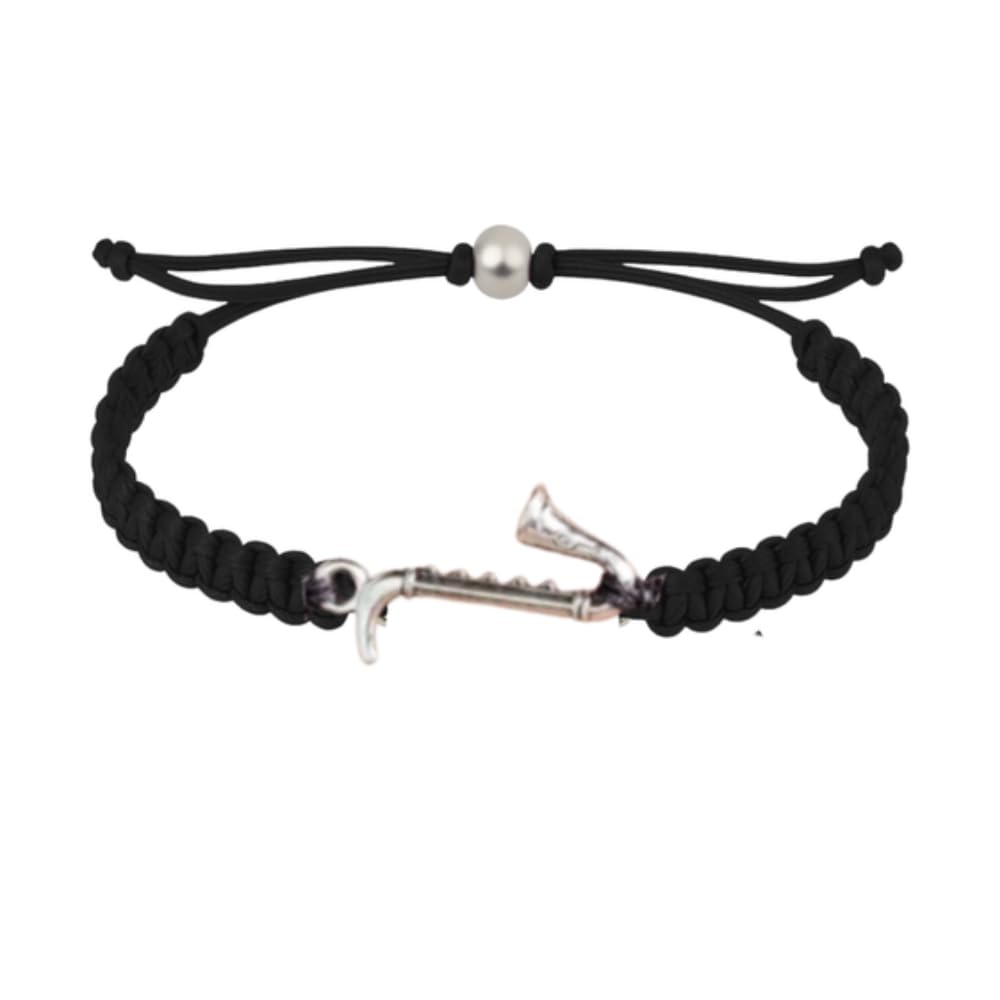 Sportybella Saxophone Bracelet – Adjustable Macrame Cord with Silver-Tone Saxophone Charm – Music Jewelry Gift for Musicians, Band Members & Jazz Lovers