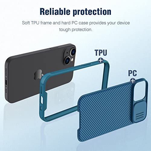 Image of Nillkin Camshield for iPhone 14|iPhone 13 Case|Built in Slide Camera Cover Case with Lens Protection Anti-Scratch Hard Pc & TPU Slim Shockproof Protective Phone Case 6.1'' Blue
