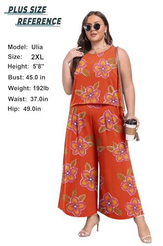 Lepunuo Womens Summer Two Piece Sets Wide Leg Pants Sets Beach Outfits — view 4