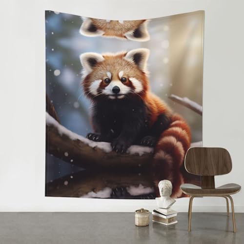 Tapisserie murale panda rouge BROLEO 152x130 cm pour décoration salon