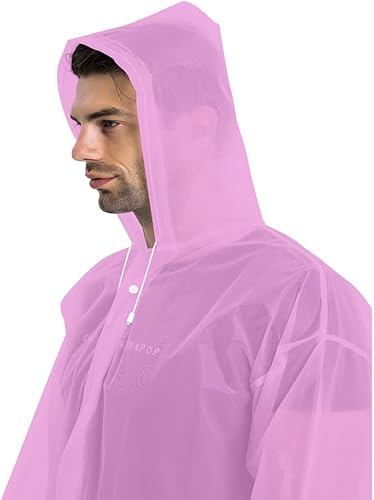 Miniatura 4 de Abrigos de lluvia (paquete de 2) Ponchos de lluvia reutilizables de EVA para adultos, chaquetas impermeables para hombres y mujeres