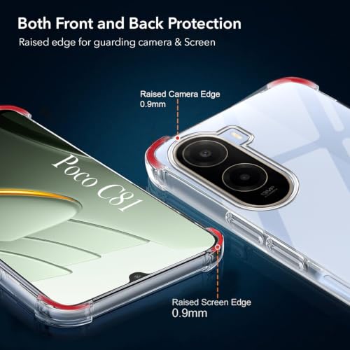 Image of Jkobi Shockproof Crystal-Clear Back Cover for Poco C81 5G (Anti Yellow Case | Drop & Camera Protection | Hard Polycarbonate)