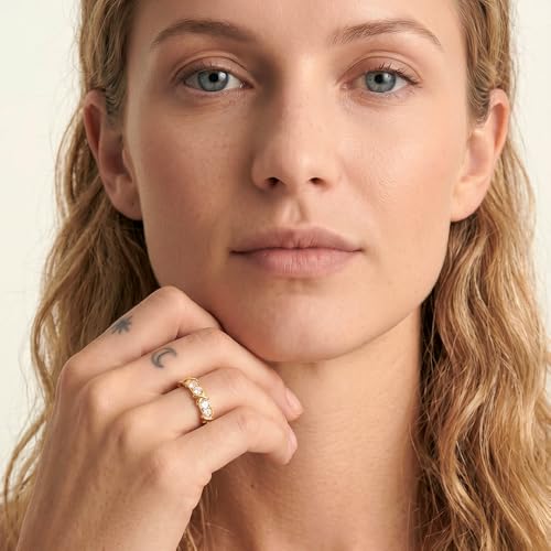 TOPROO Interlocked X Design Ring, 14K Gold Plated 925 Sterling Silver with Cubic Zirconia, Minimalist Stackable Fashion Band for Men Women Daily Wear, US Size 5-9 — view 2