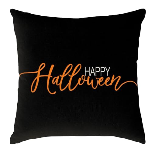 RABUSOFA Fundas de almohada de Halloween de 18 x 18 pulgadas, divertidas decoraciones de Halloween para interiores y exteriores, fundas de almohada decorativas de granja para sofá, cama, silla, color