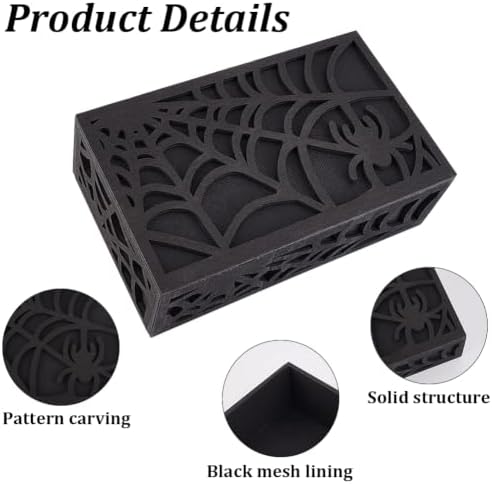 PRESSINART Doorbell Chime Cover Black 9.1 x 5.5 x 2.9 Inch Door Bell Box Halloween Spider Pattern Wooden Decorative Universal Case Easy to Mount for Indoor Outdoor Home Office Entryway Porch Decor — view 5