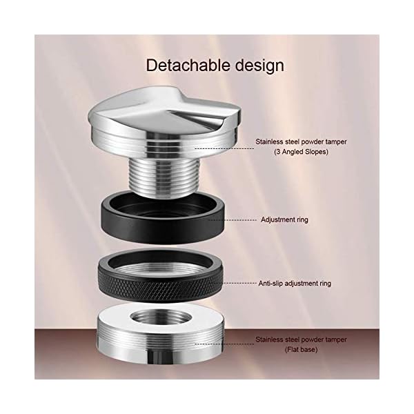 Distribuidor de café de acero inoxidable, herramienta niveladora de distribuidor de profundidad ajustable de doble… - Imagen 6