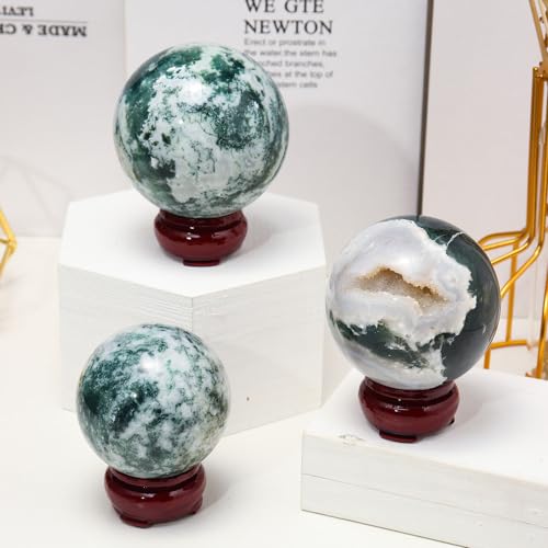 Agate herbe d'eau verte boule de quartz pour harmoniser votre espace
