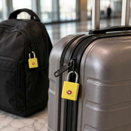 Image of QUIRA TSA Approved Travel Padlock with Key, Luggage Lock for Suitcase, Backpack, Locker & Travel Bags, Heavy Duty Security Lock (Lime Yellow)