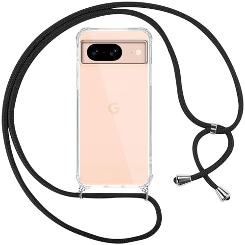 Custodia Collana per Cellulare Compatibile con Google Pixel 8 Pro - Cover Silicone TPU Protettiva Trasparente - Custodia indossabile per Collo - Case a Tracolla con Cordina, Blu