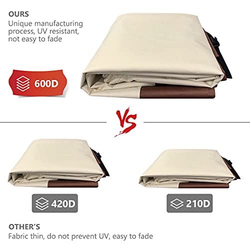 Patio Furniture Covers, Heavy Duty Round Patio Table Cover (48D X 26H Inch) Outdoor Dining & Coffee Table Cover For Veranda, Lawn, Table, Chair-Waterproof & Weather Resistant, Anti Uv - Beige & Brown #TOP2