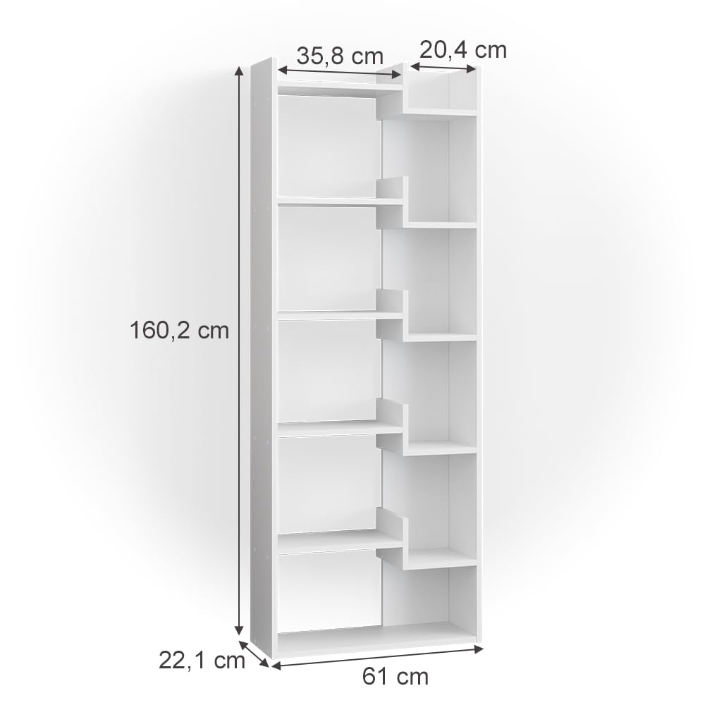 Vicco Raumteiler Fico, Weiß, 61 x 160.2 cm, zur Raumtrennung und Aufbewahrung mit offenem Regalaufbau
