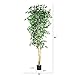 Nearly Natural 7ft Triple Trunk Artificial Ficus Tree with Natural Wood Trunks, Fake Tree for Indoor Home Décor, Faux Ficus Tree with Black Nursery Pot