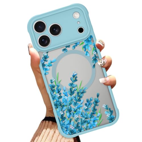 OOK Blue Phone Case for iPhone 17 Pro Max 6.9 Inch, Lavender Floral Flowers