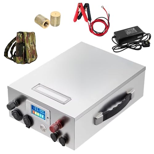 HJGHY Batería LiFePO4 de 12V, 50Ah, 60Ah, 80Ah, 100Ah y 140Ah con Mochila. Batería portátil de 12V para Exteriores, Ideal para autocaravanas, Barcos y Camping. Motor de 600W a 1600W.,12v60ah