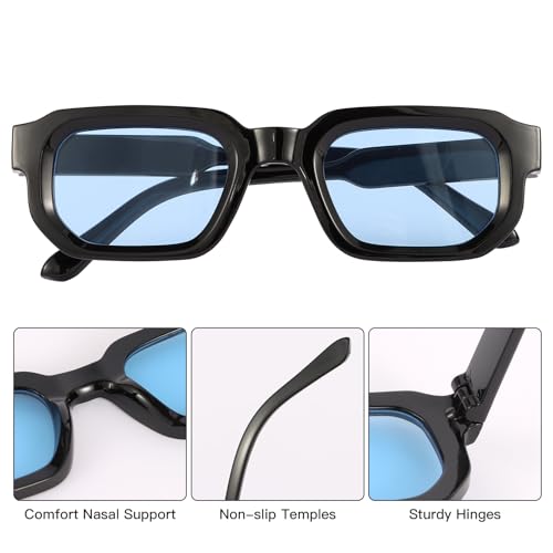 Image of 4 Pcs Retro Sunglasses for Men Women, Trendy Thick Chunky Rectangle Sun Glasses UV 400 Protectio