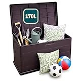 OutdoorOasis 170L Garden Storage Box – Waterproof Outdoor Storage Chest with Lockable Lid & Handles – Compact Plastic Garden Storage for Cushions, Tools & Parcels – Anthracite