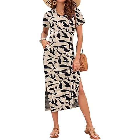 AUSELILY Elegant Summer Maxi Dress with Pockets Cover