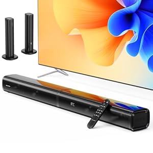 MEVOSTO Sound Bar for TV 2.2CH 2 in 1 Separable Soundbar Built-in Dual Woofers with ARC/Optical/AUX/BT 5.0 Bass/Treble Adjustable Wall Mountable Surround Sound Home Theater System