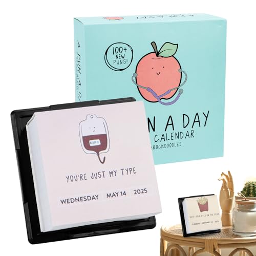Daily Puns 2025 Desk Calendar, Funny Desk Calendar A Pun A Day Calendar 2025, 12-Month Desk Calendar Decorative Desktop Calendar Daily Humour Calendar for Office, Table, Shelf