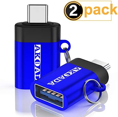 USB C to USB 3.0 Adapter [2 Pack],AkoaDa OTG Thunderbolt 3 Adapters Converter with Keychain,Compatible with MacBook Pro 2018/2017,MacBook Air 2018,Surface Go,Chromebook,Galaxy S9 S8 Plus Note 9(Dark)