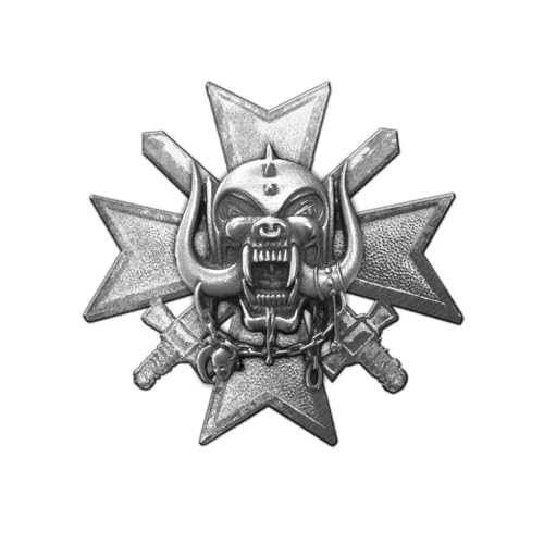 Badge Motorhead Bad Magic argenté avec attache solide anti-perte
