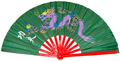 Miniatura 1 de Kung Fu Fan bambú costilla VerdePara la práctica de artes marciales chinas, shaloin, danza, Kung Fu uso. fan26, 15 pulgadas