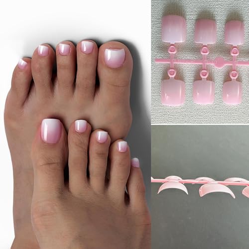 Thrive - Ombre Pink French Nail Tips, Press on Toenails, Gradient Short Toe Nail Tips, 120 Pieces