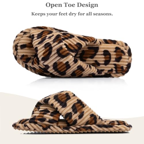 Image of GOEWY Slippers for Women Memory Foam House Bedroom Corduroy Crossbands Open Toe Slides Sandals Shoes Comfy Trendy Gift for womens Anti-Skid sole