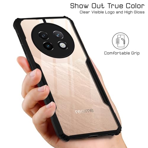 Image of Jkobi Back Cover Case for Realme 13 Plus (Shockproof with Polycarbonate Clear Panel | Professional Black)