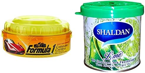 Formula 1 615026 Carnauba Paste Wax (230 g) & My Shaldan Japan Gel Car Perfume Air Freshener (Lime, 80 g)