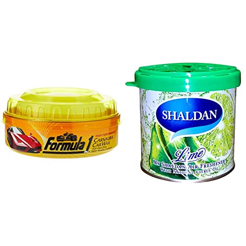 Formula 1 615026 Carnauba Paste Wax (230 g) & My Shaldan Japan Gel Car Perfume Air Freshener (Lime, 80 g)